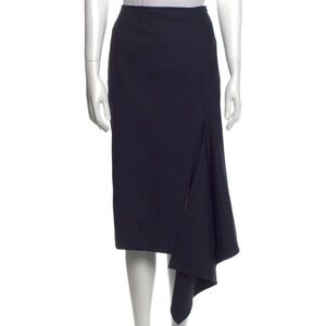 MONSE Navy Blue Asymmetrical Skirt Size 10 Size zipper, wool blend fabric